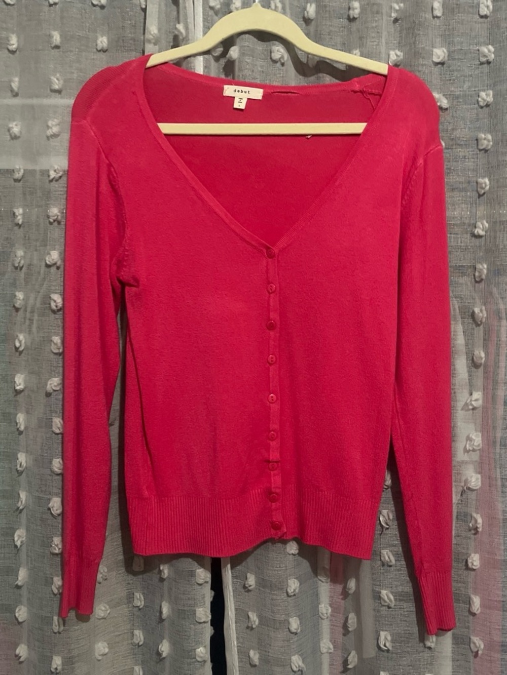 debut Bright Pink V-Neck Button Cardigan